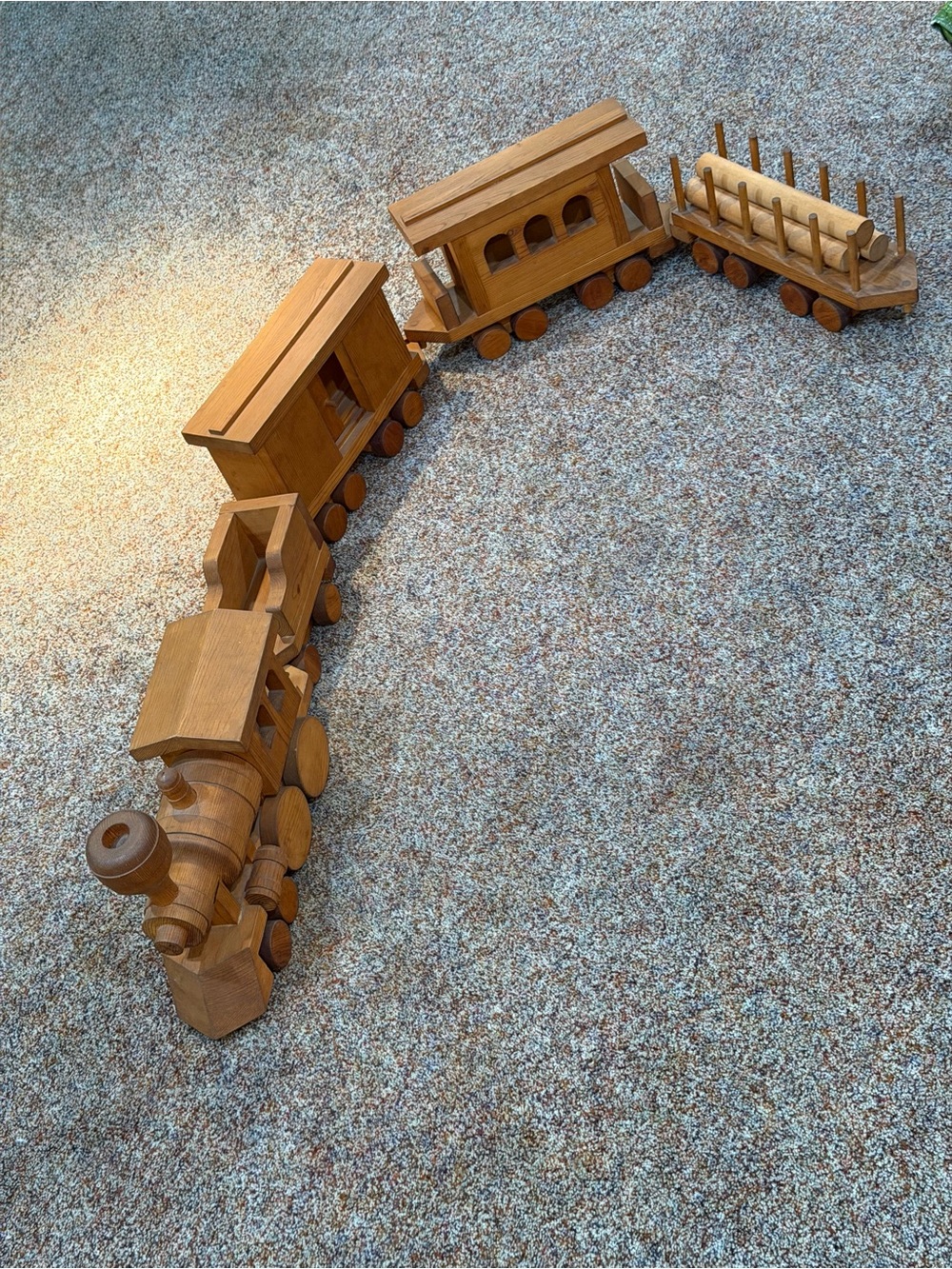 Handcrafted Natural Wooden Toy Train Set One of A Kind!